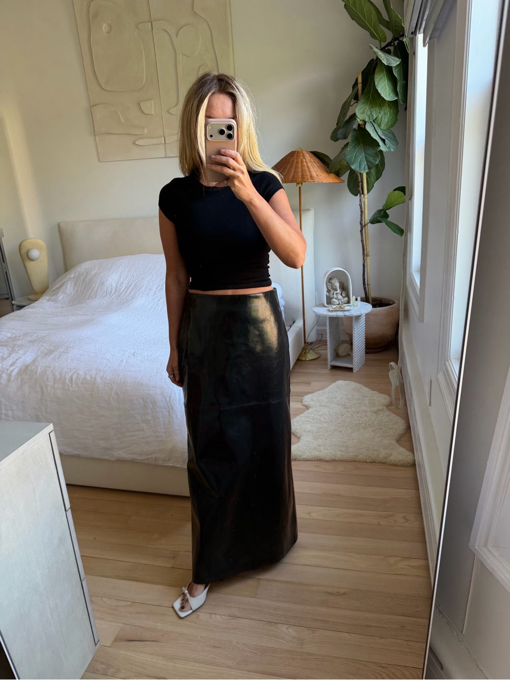 H&M Patent Leather Maxi Skirt Size M